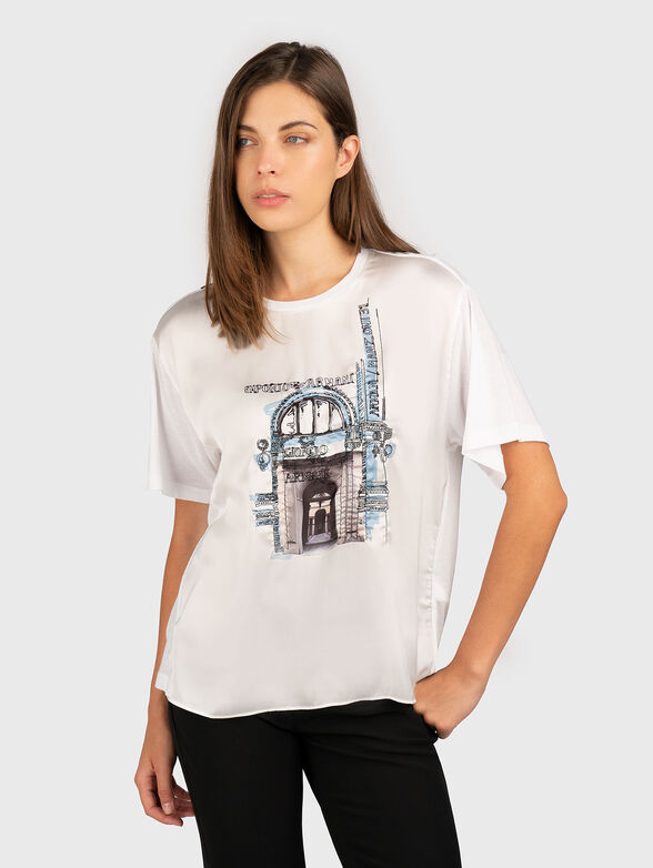 T-shirt with oval neckline and print - 1