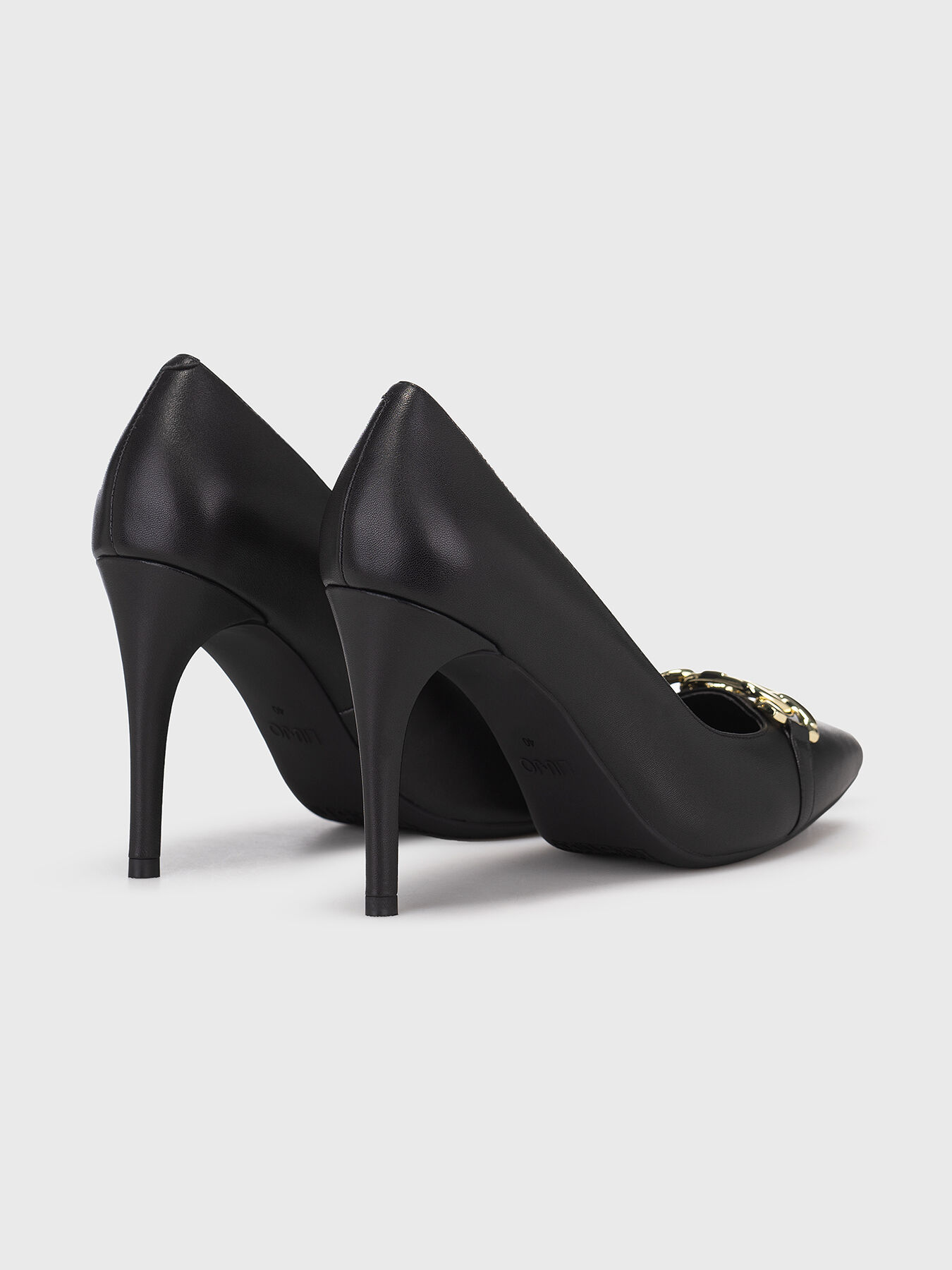 VICKIE 146 black heels with logo accent brand LIU JO