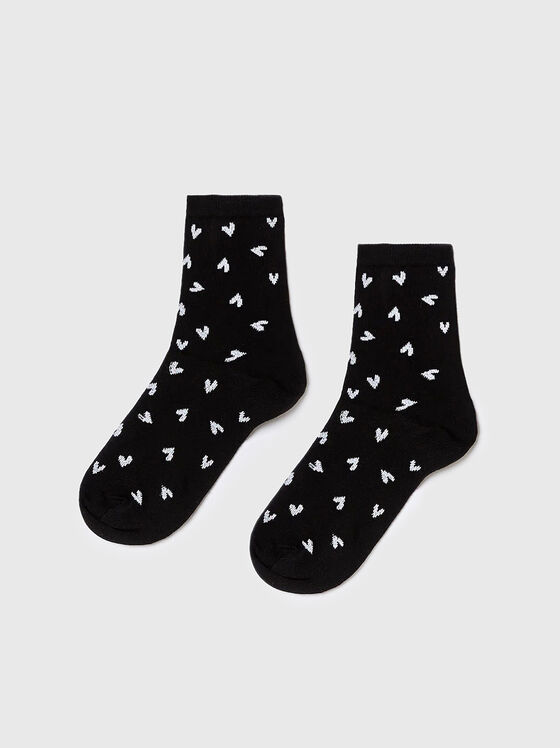EASY LIVING black socks with heart print - 1
