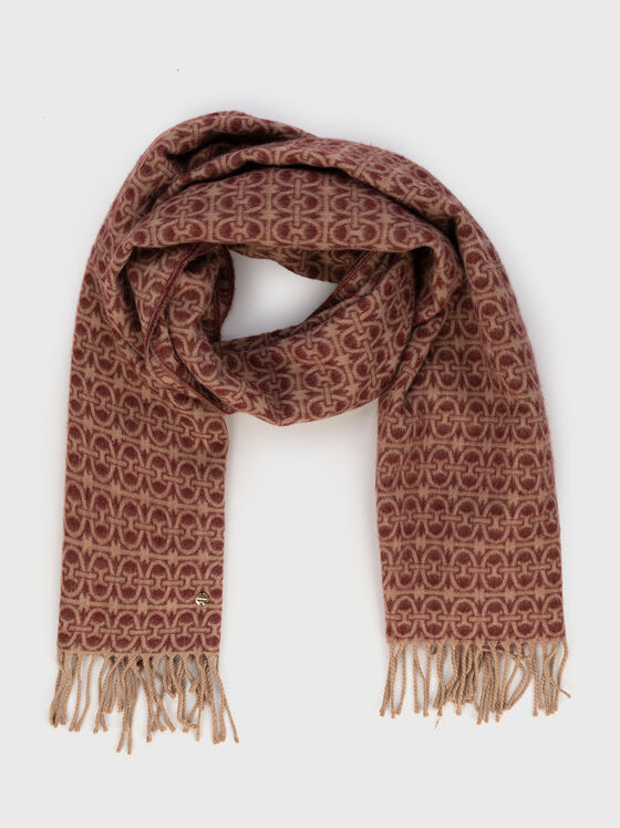 Long wool blend scarf with accent print - 1