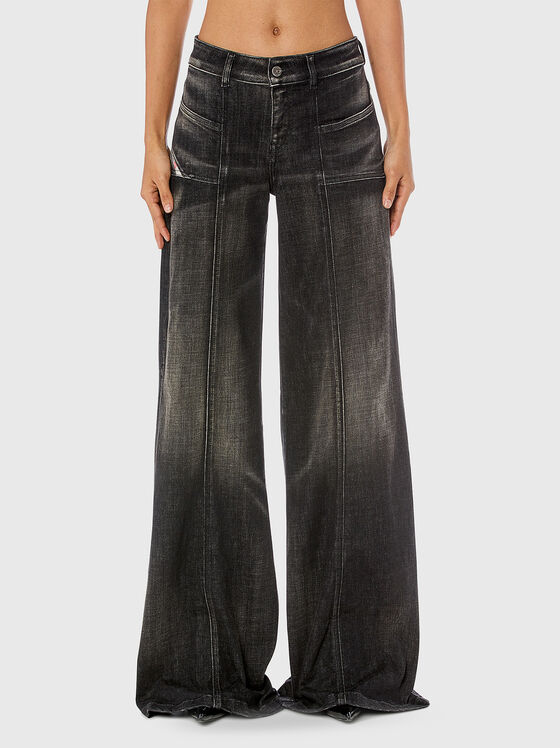 Черни дънки D-AKII L.30 с широки крачоли - 1