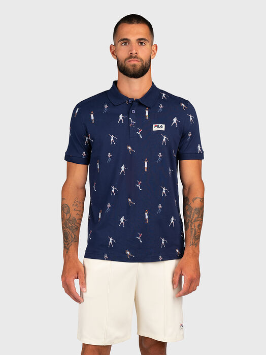 TARBES AOP polo shirt with print in dark blue