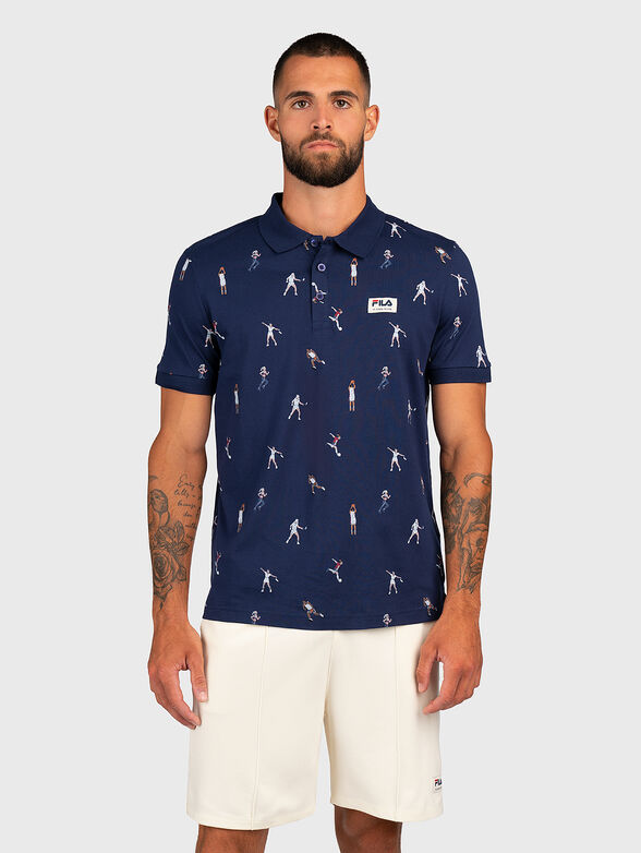 TARBES AOP polo shirt with print in dark blue - 1