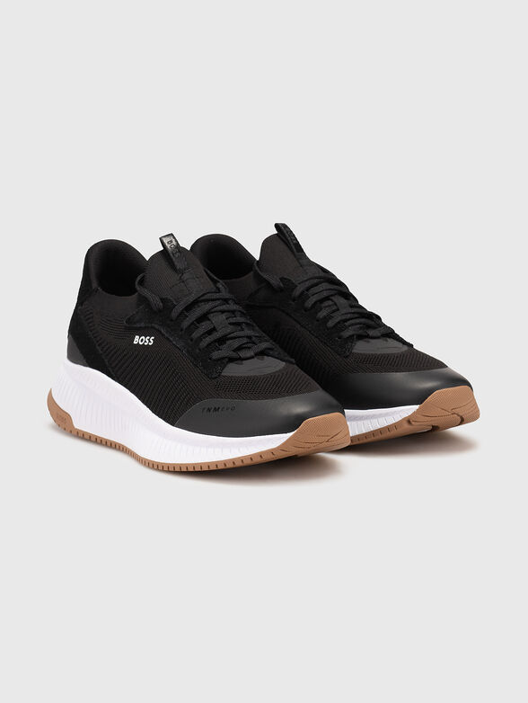 Black sports shoes with logo - 2
