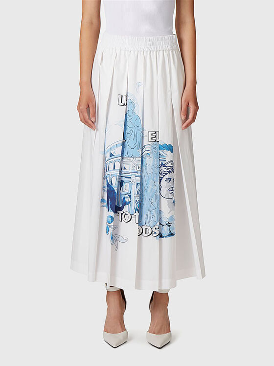 Cotton pleated skirt with accented print - 1