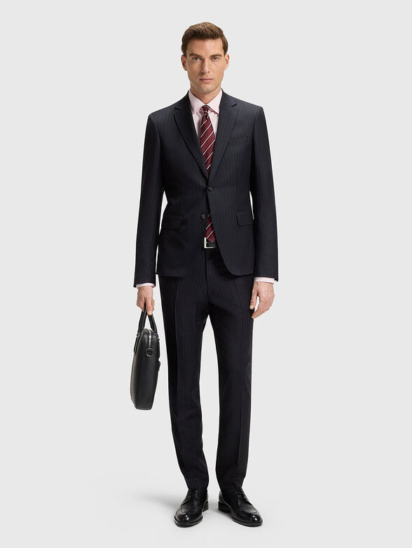 Wool slim fit suit with micro stripes - 1