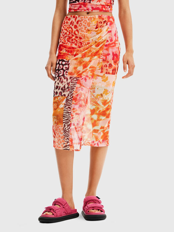 Midi skirt with multicolour print  - 1