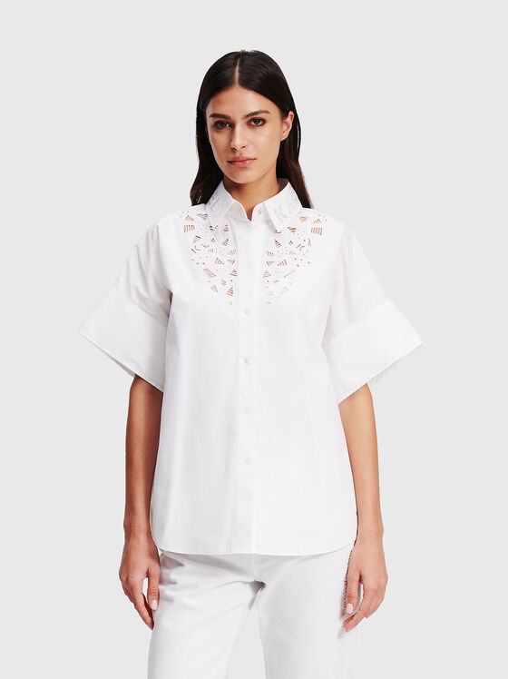Бяла риза с къс ръкав - 1