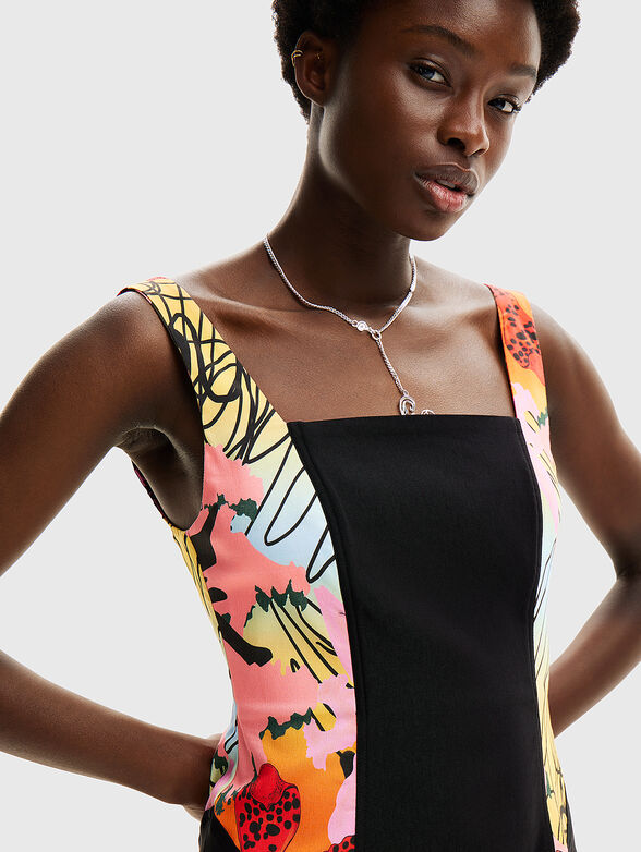 Black mini dress with contrasting details - 3