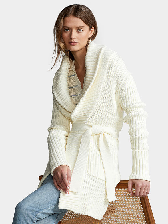 Long cotton vest with belt - 1