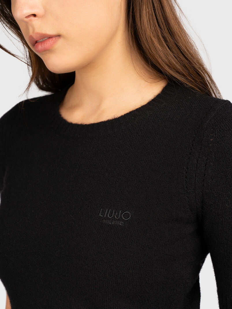 Wool blend sweater with logo embroidery - 3