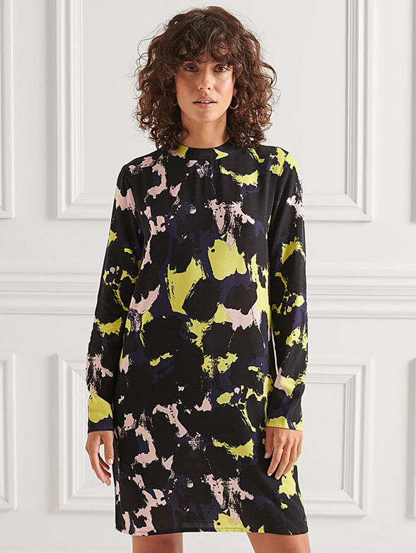 Printed dress with long sleeves - 1
