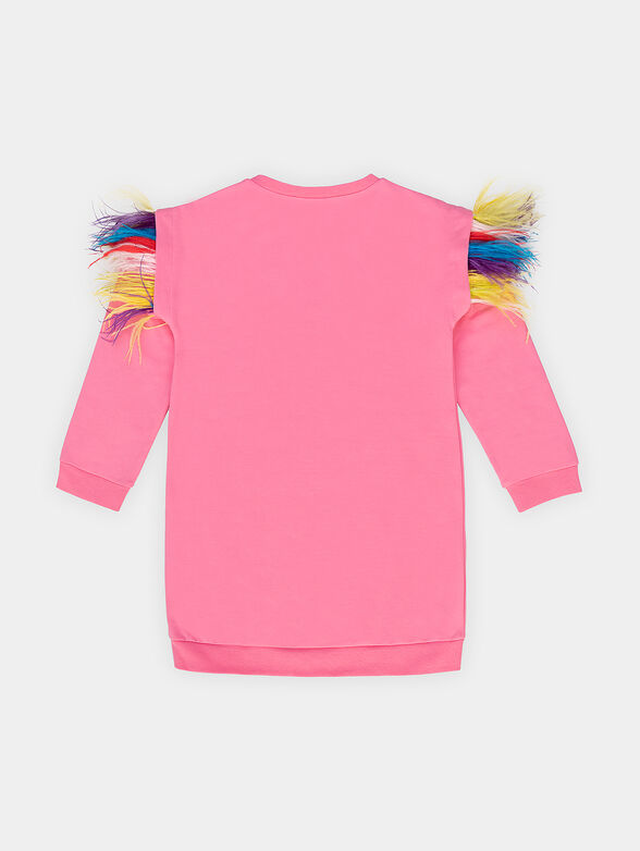 Dress with accent feathers and logo - 2