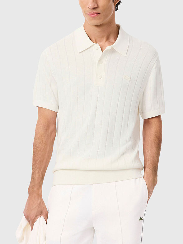 Knitted polo shirt with embossed texture - 1