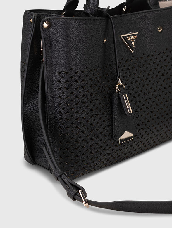 MERIDIAN black tote with with laser cutting - 5