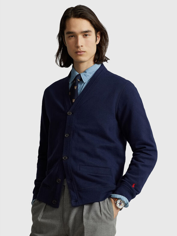 Navy cardigan in cotton blend  - 1