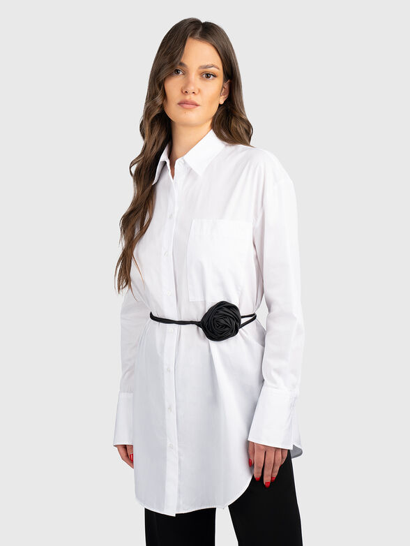 White long sleeved shirt with belt - 1