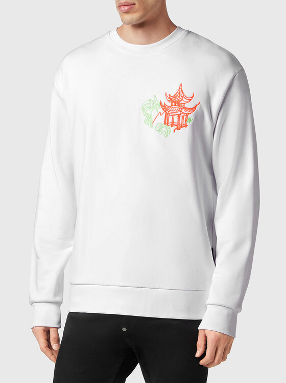 Sweatshirt with contrast embroidery and rhinestones - 1
