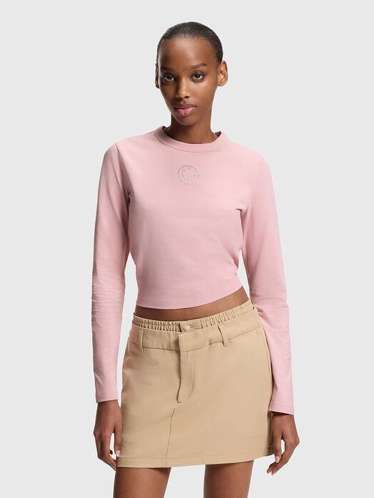 Cropped blouse with rhinestones