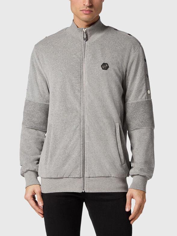 Logo patch sweatshirt in black - 1