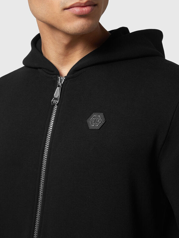 Cotton blend sweatshirt with zip and hood - 4