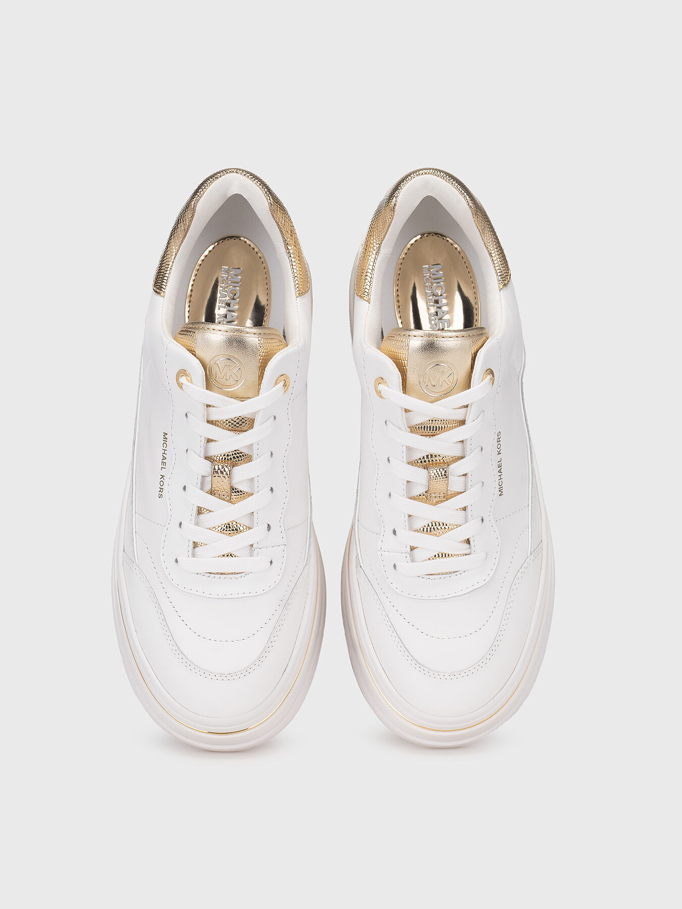 スニーカー Michael Kors Woman Sneakers White 43R4HYFS2L 740 HAYES leather sneakers with gold details brand MICHAEL KORS