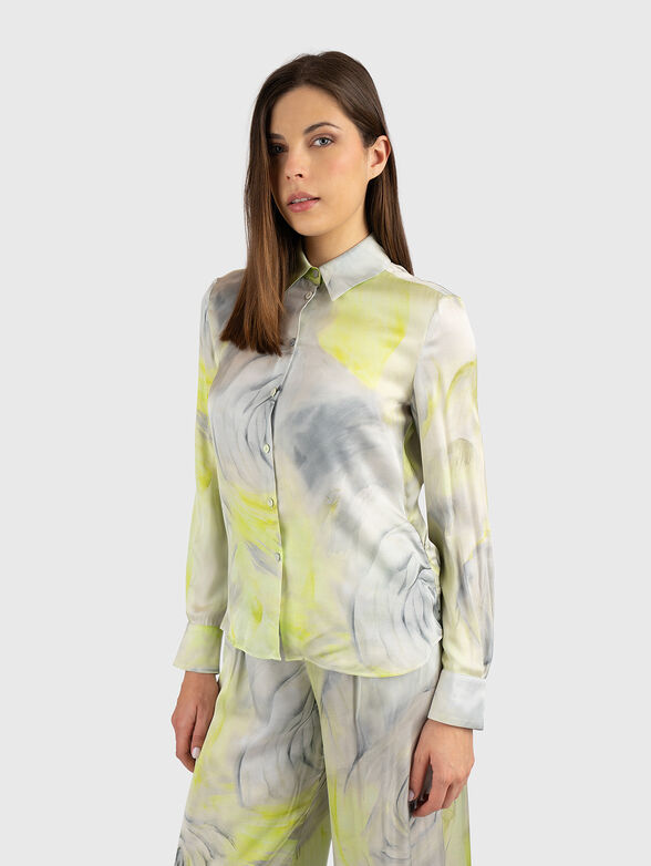 Satin shirt with a floral print - 1