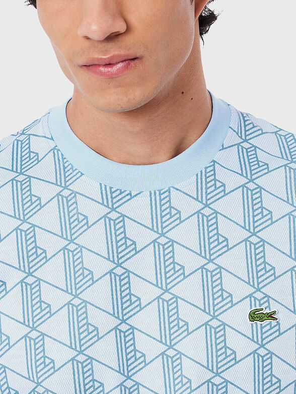 Light blue T-shirt with monogram print - 4