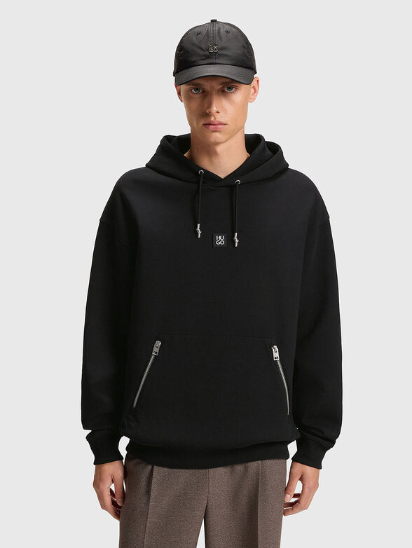 Cotton sweatshirt with hood and accent zips - 1