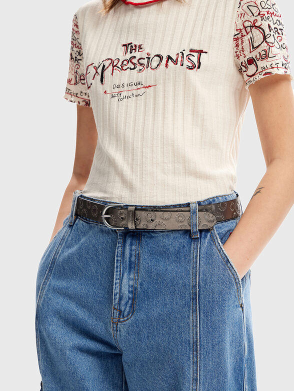 Faux leather silver belt - 4