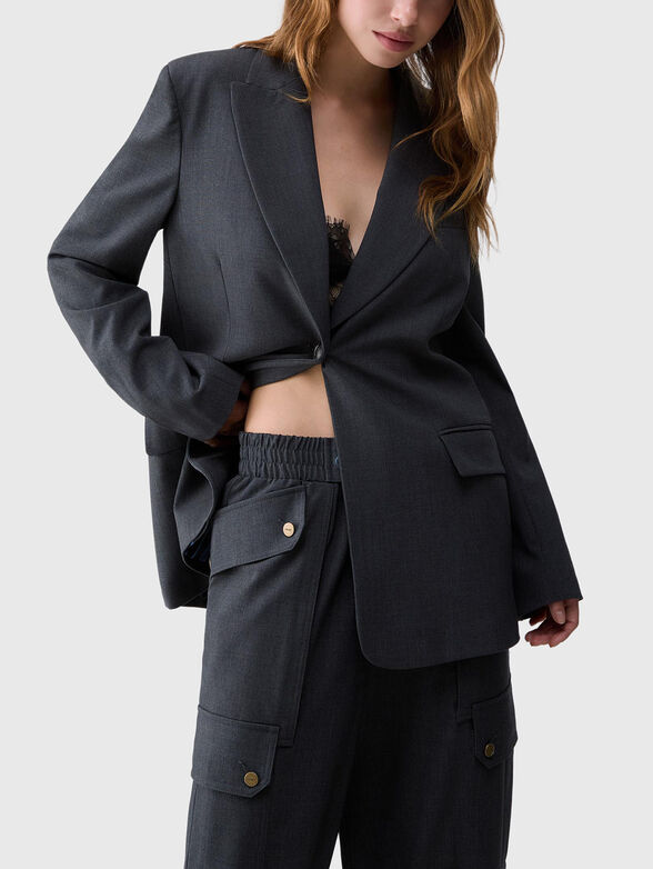 Single-breasted flannel blazer - 1