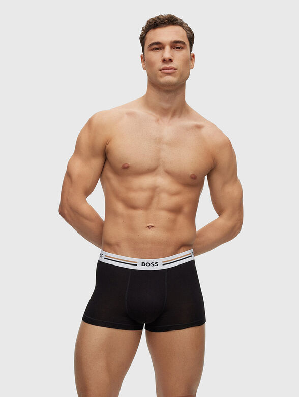 Three-pack black trunks with logo waistbands - 4