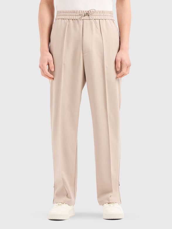 Beige wool blend pants - 1