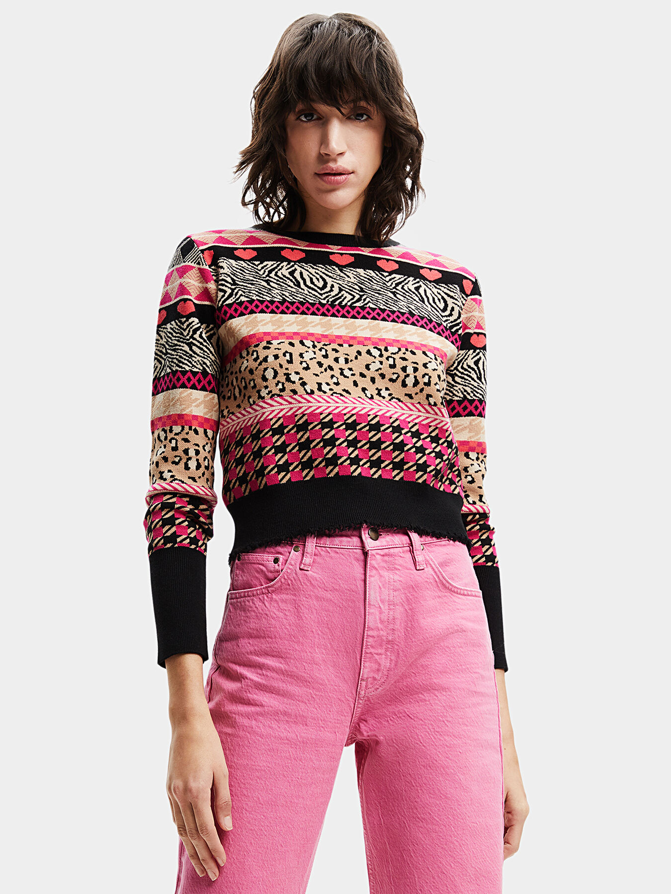 Multicolor cropped sweater outlet