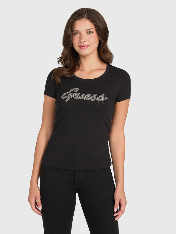 Cotton T-shirt with rhinestones - 1