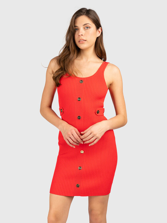 Knitted dress with accent buttons - 1