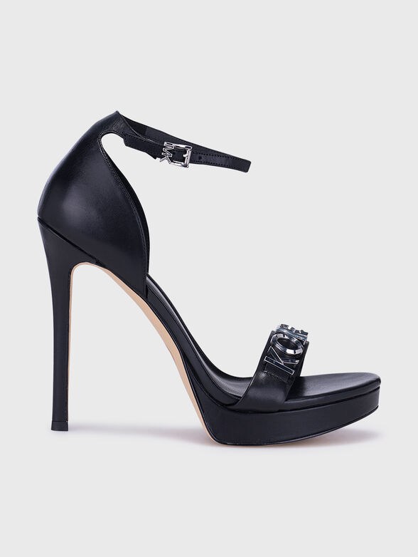 JORDYN black sandals with metal logo lettering - 1