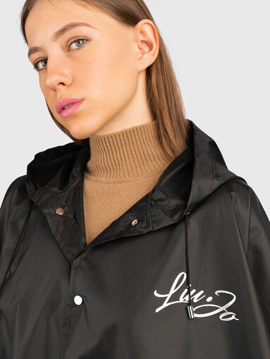 Black raincoat with contrast logo - 4