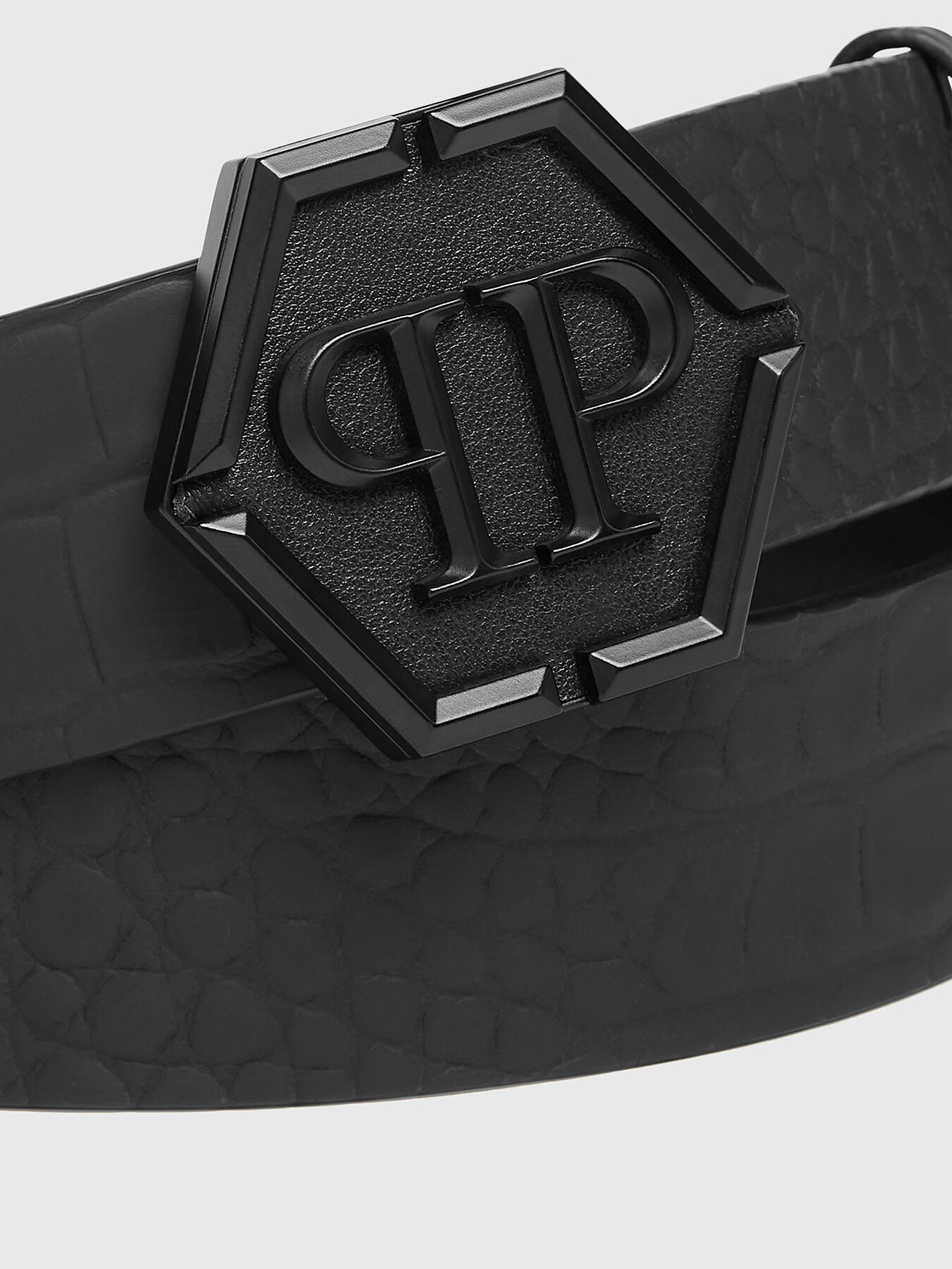 Leather belt with croc effect brand PHILIPP PLEIN