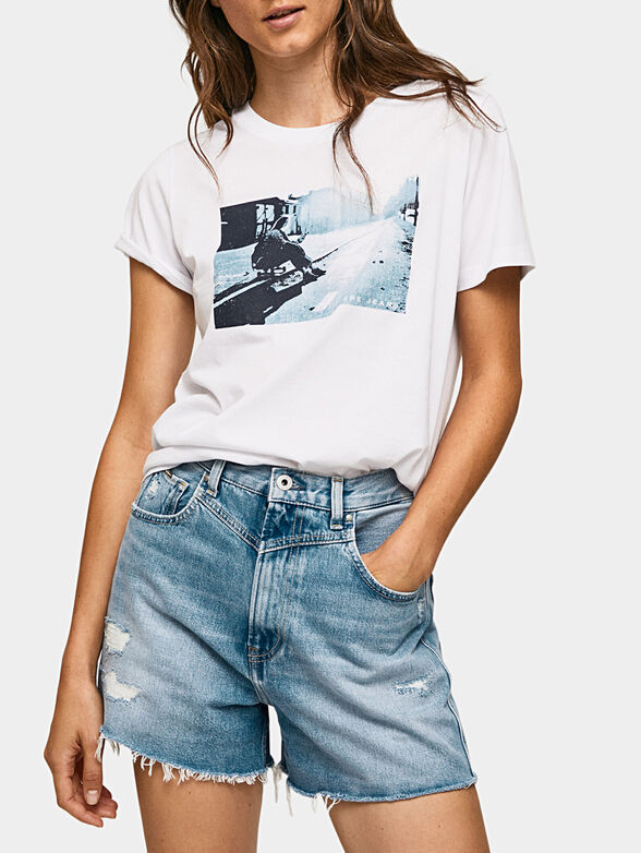  MILA white T-shirt with contrasting print - 1