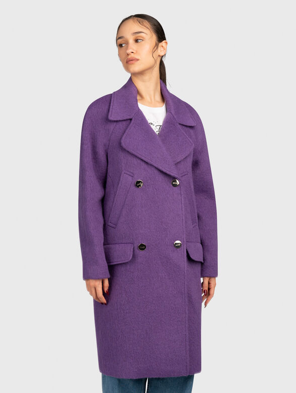 Wool blend coat in purple  - 1