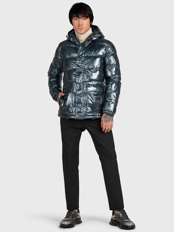 Padded hooded jacket with metallic effect - 2