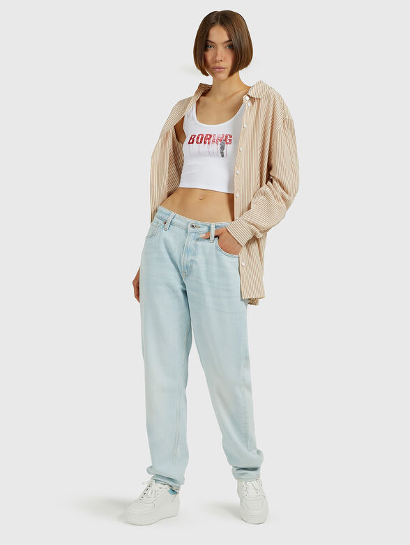 Top with contrast print - 2