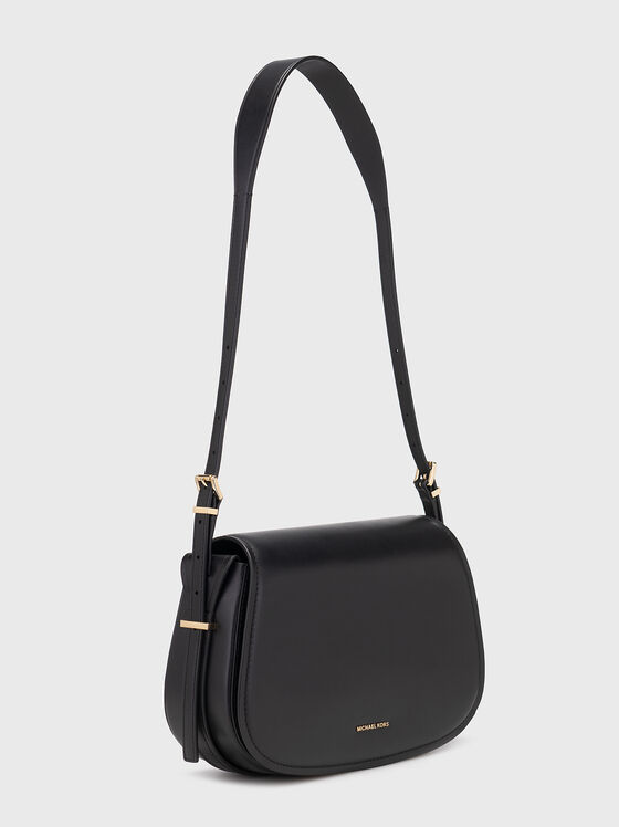 Black leather bag with logo - 2