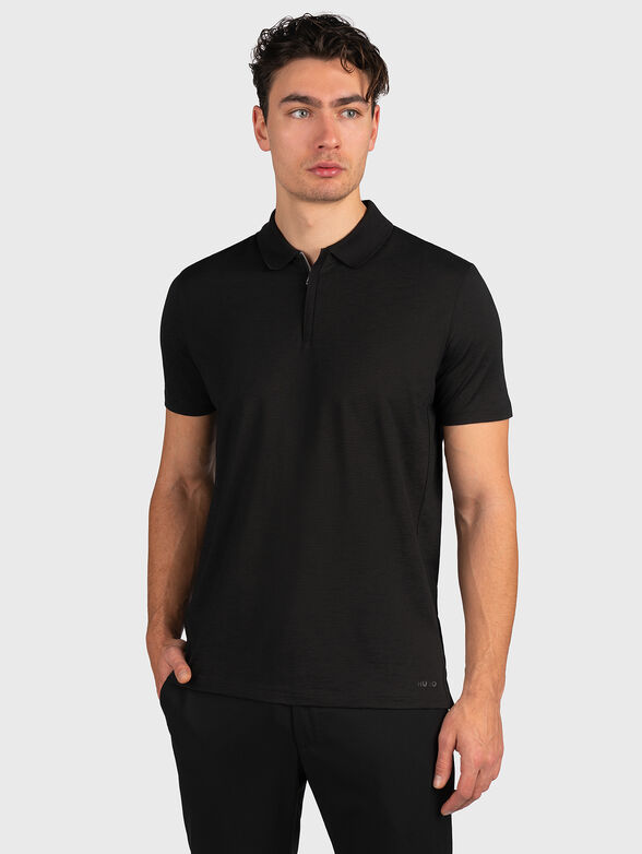 Black polo-shirt with zip - 1