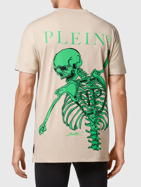 Beige cotton T-shirt with print on the back - 2