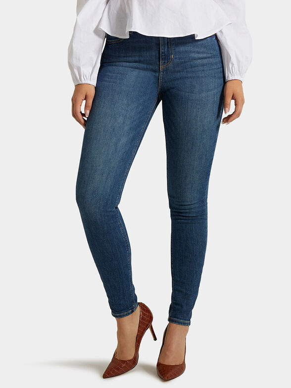 Blue jeans with logo patch - 1