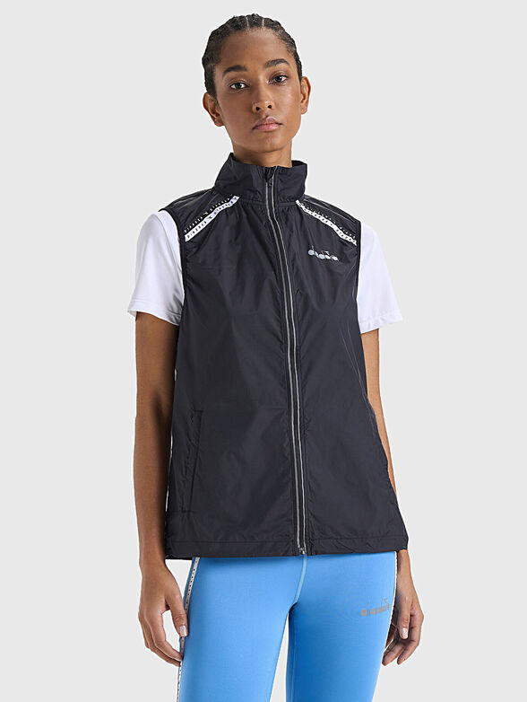 Black sports vest with logo detail - 1