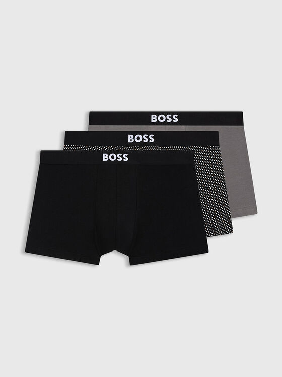 Three-pack of stretch-cotton trunks with logos - 1