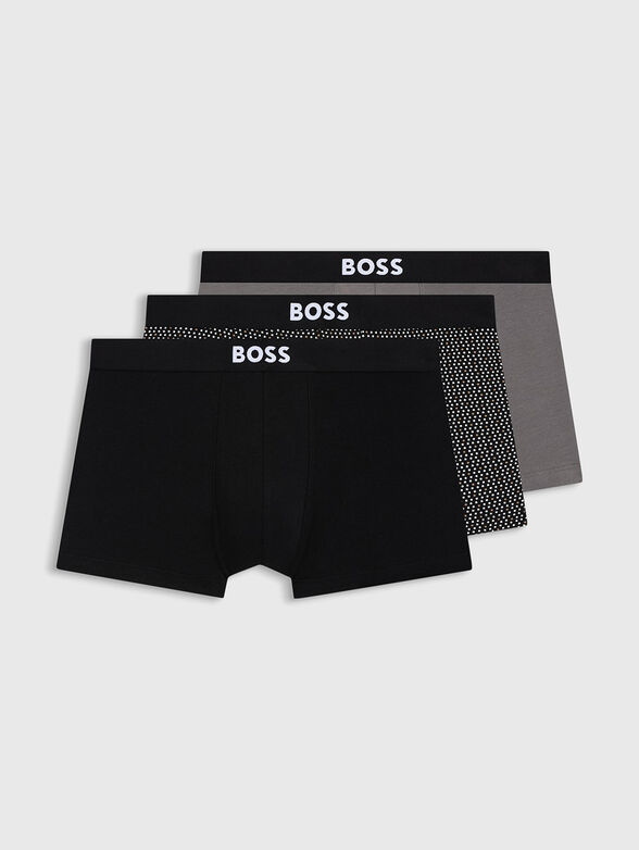 Three-pack of stretch-cotton trunks with logos - 1